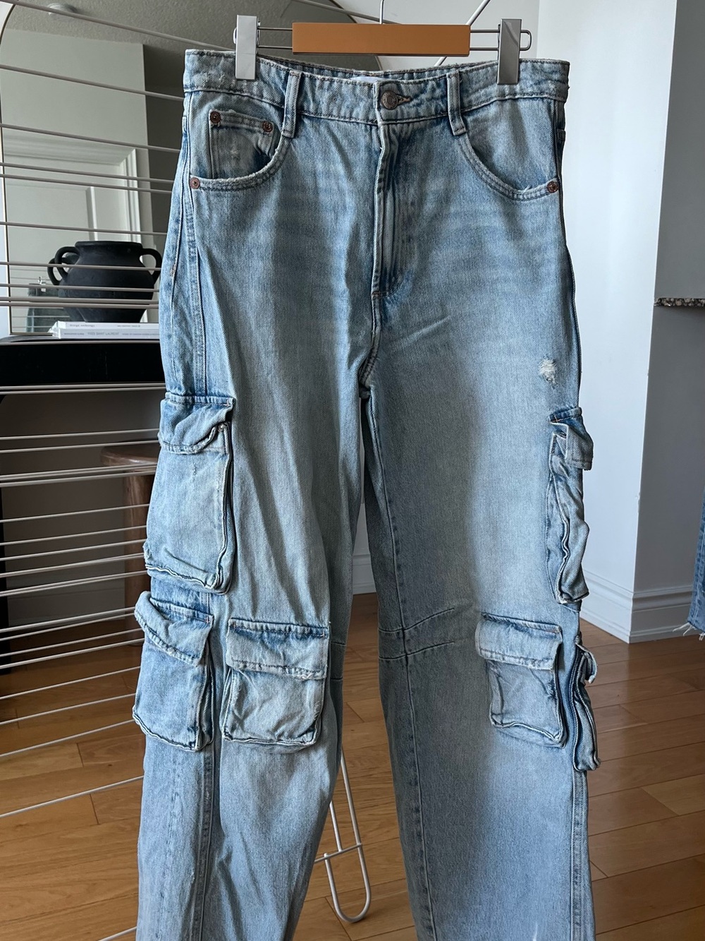 Zara Women’s Mid-Rise Baggy Denim Cargo Pant